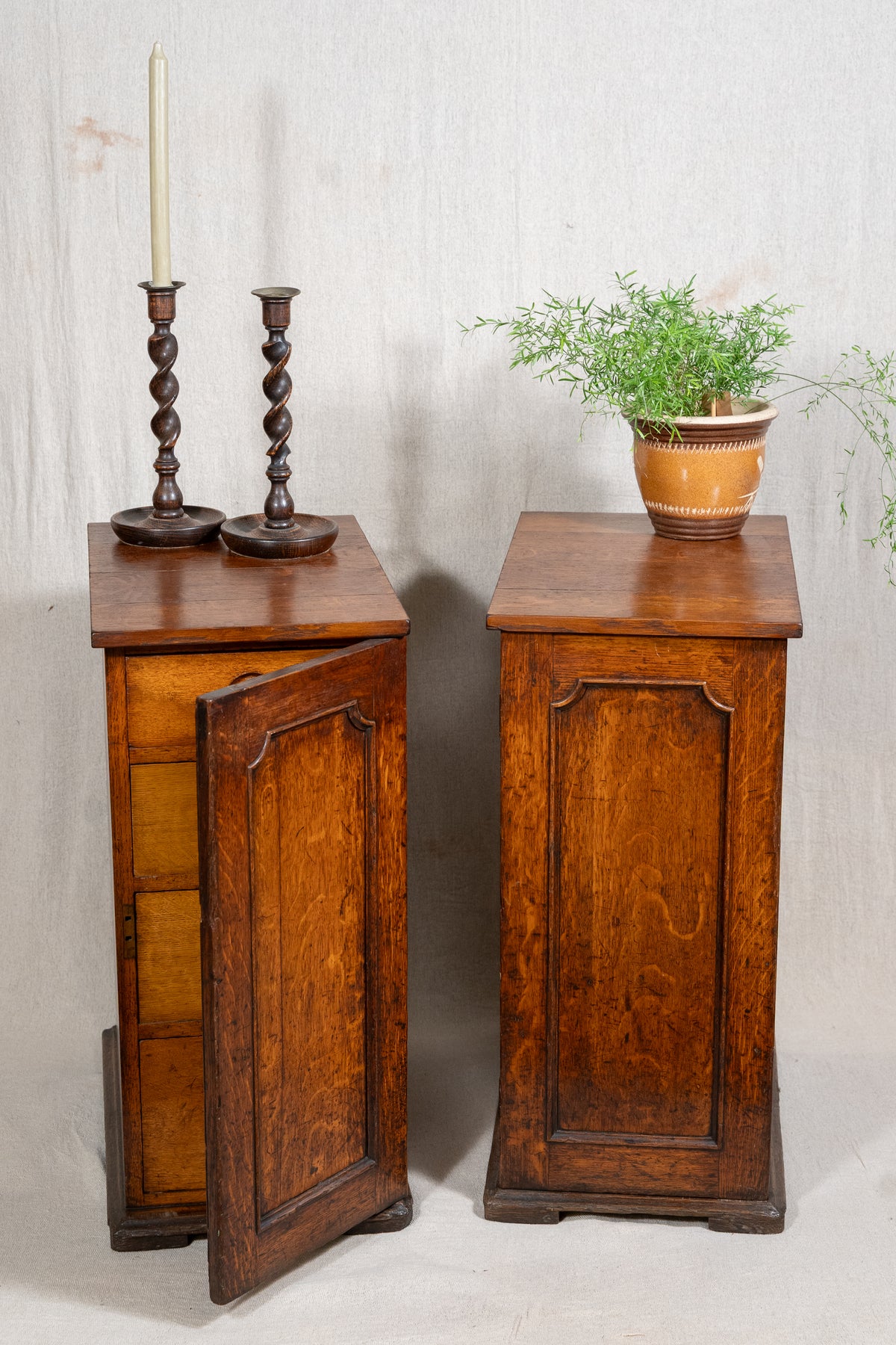 c1850 Pair of Oak Bedsides