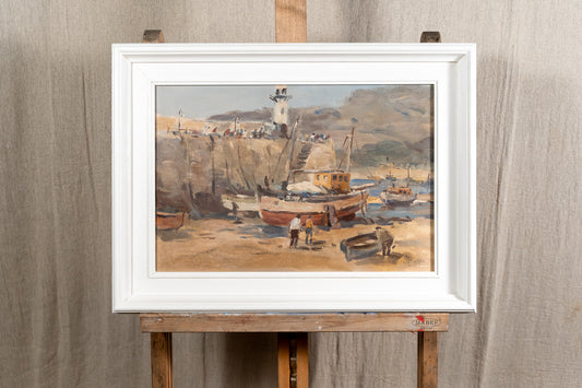 Harbour at St. Ives, Oil by John Burman