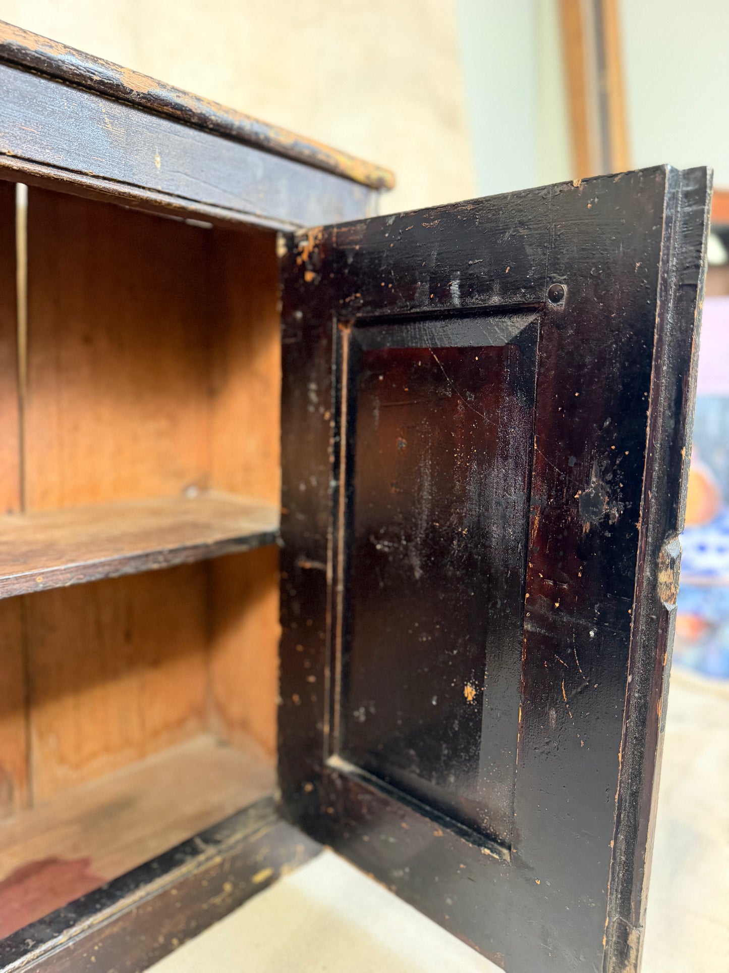 Antique Wall Cupboard Rustic 2 Door Hanging Cabinet