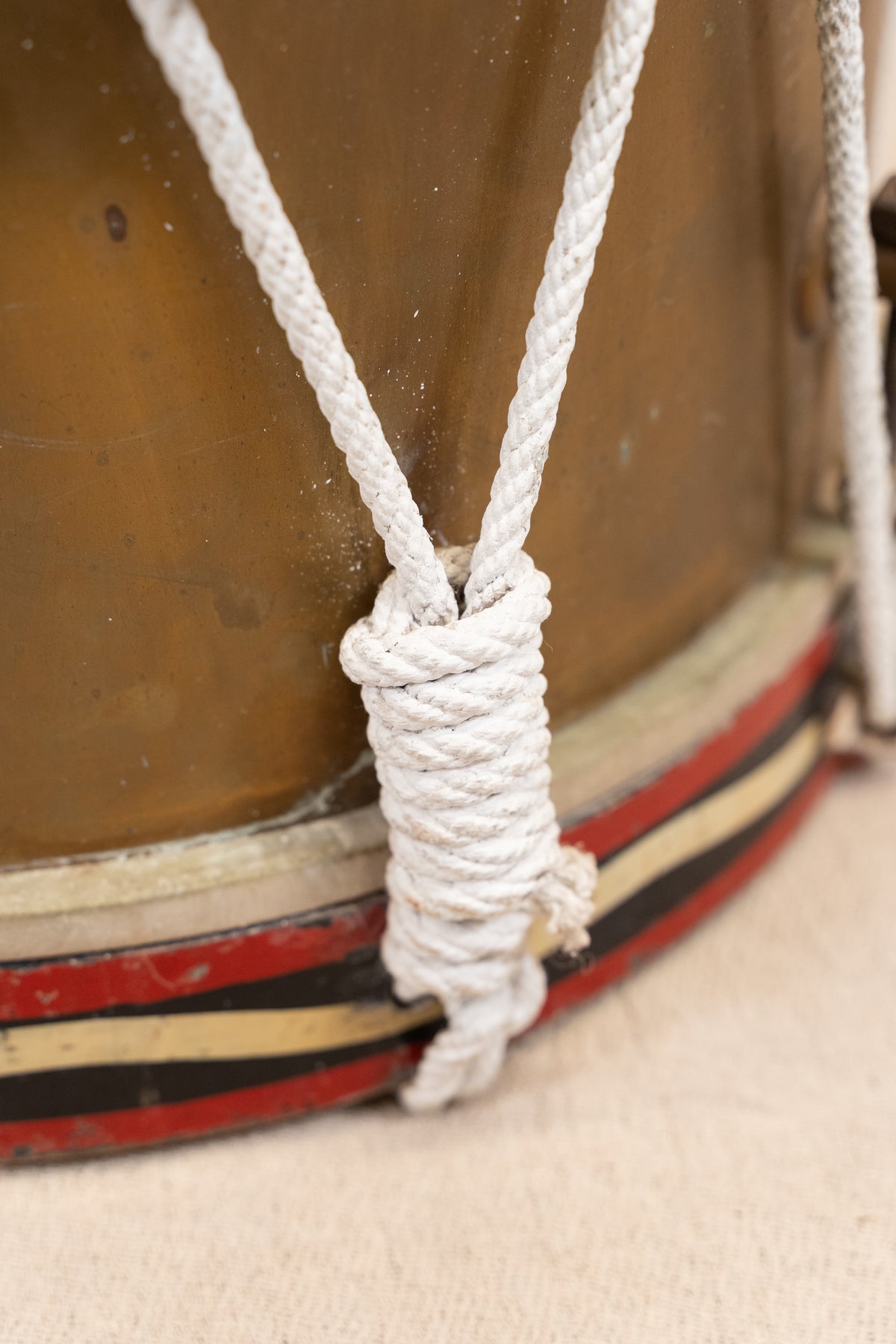 Antique military rope-tension side drum table