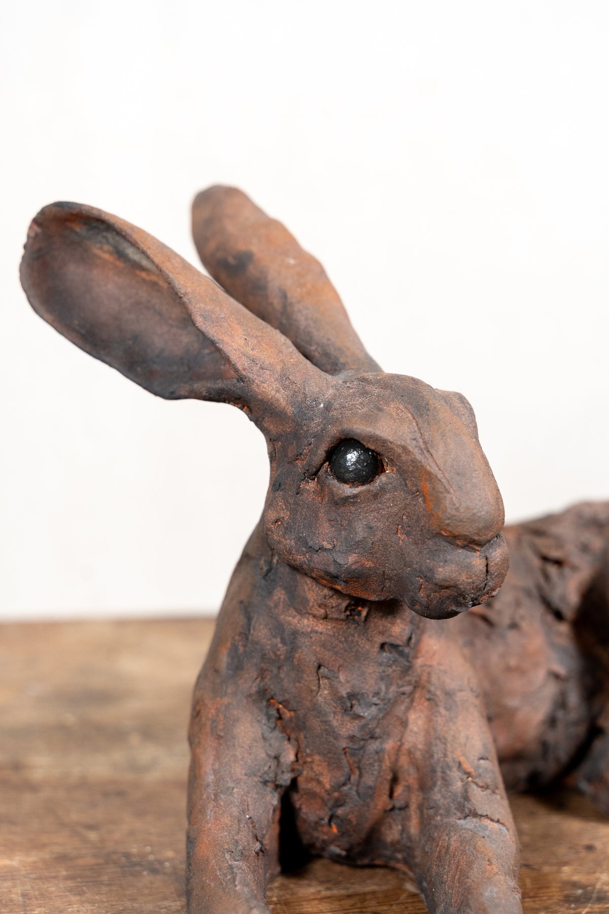 A beautiful original sculpture of a hare by Norfolk ceramic artist Wendy Barlow.