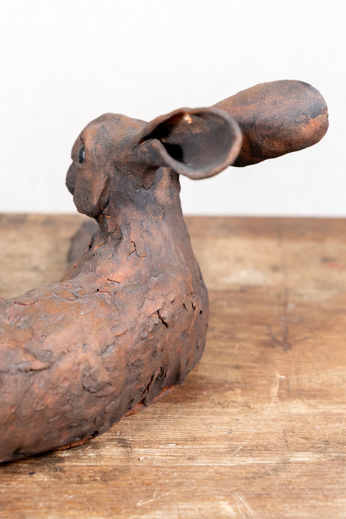 A beautiful original sculpture of a hare by Norfolk ceramic artist Wendy Barlow.