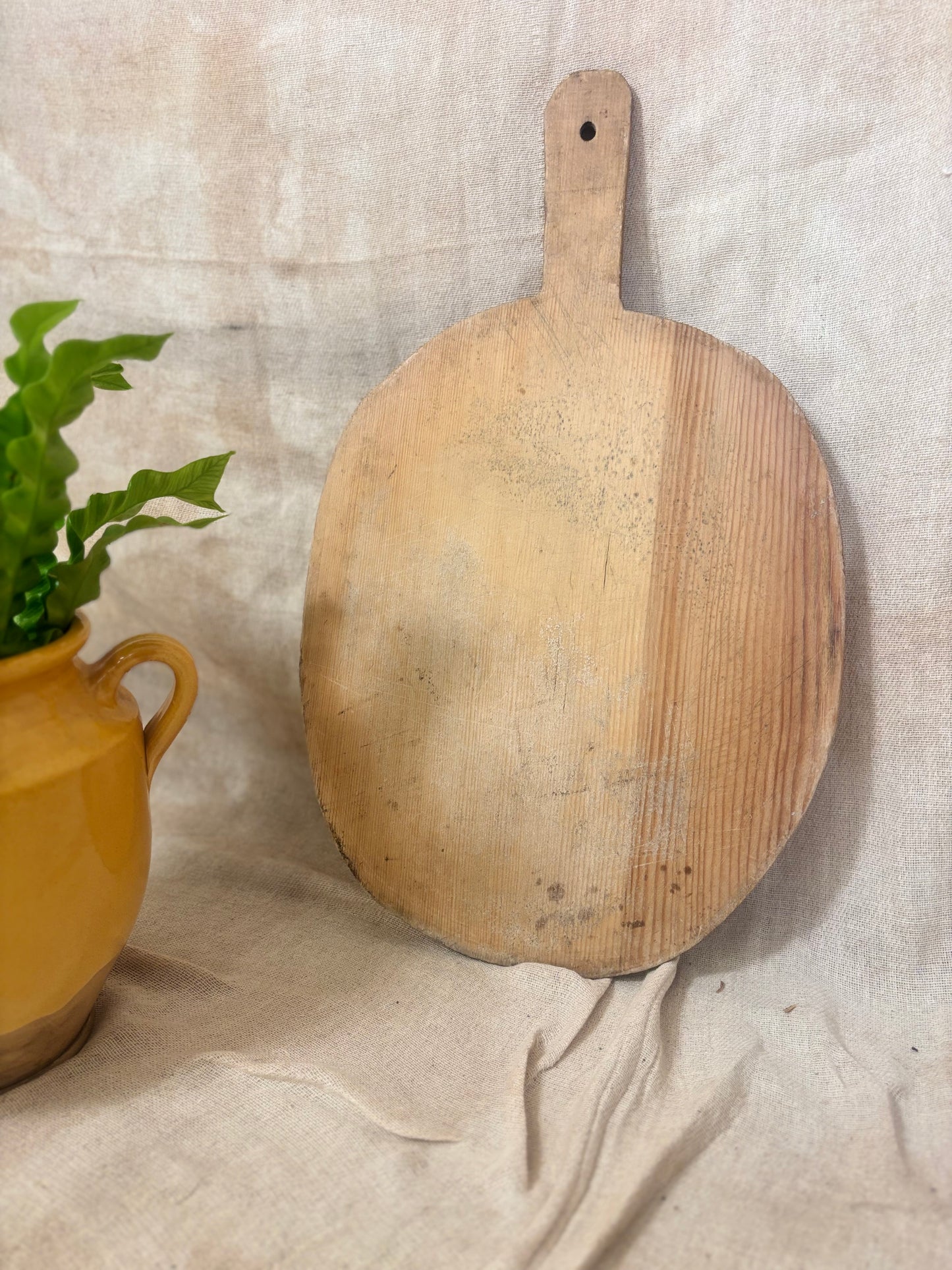 Antique Farmhouse Breadboard, Rustic Paddle Serving Board for Charcuterie
