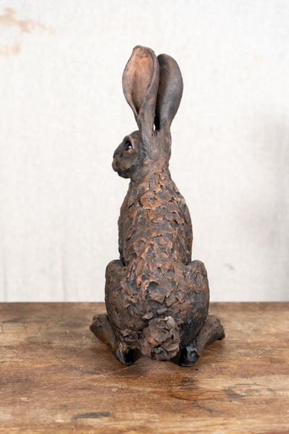 A beautiful original sculpture of a hare by Norfolk ceramic artist Wendy Barlow.