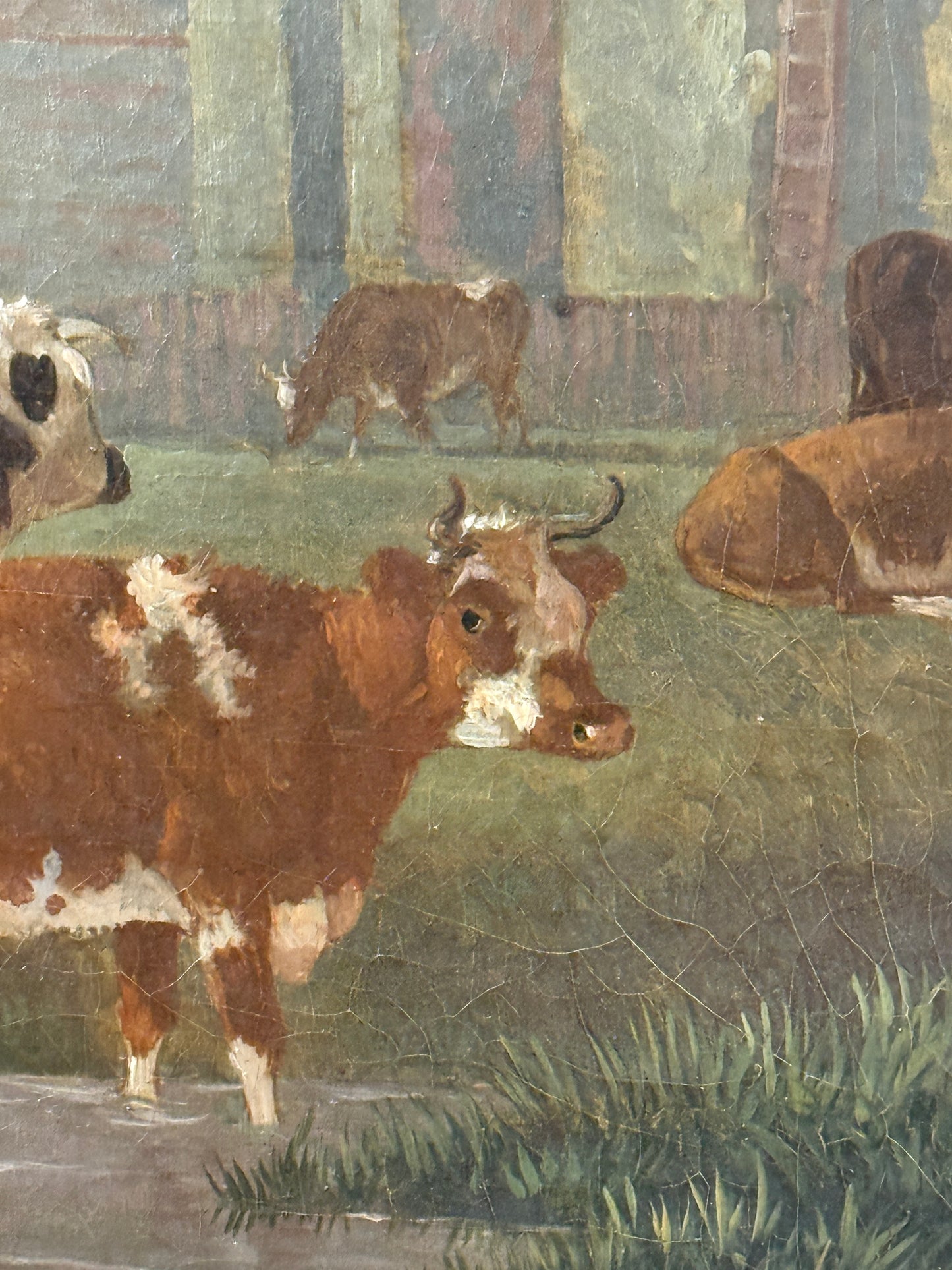 Attributed to Leendert De Koningh Cattle Watering Oil on Canvas