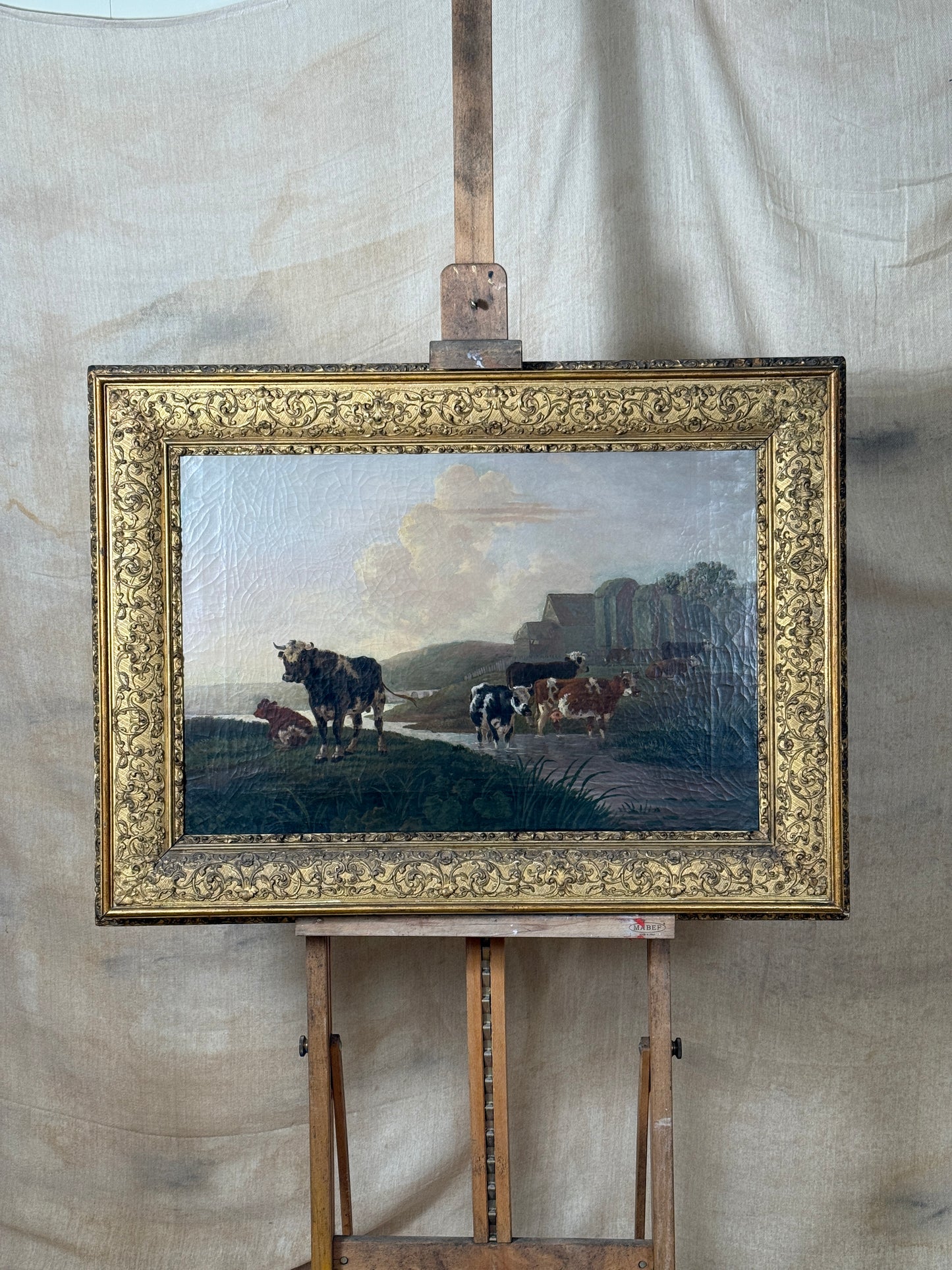 Attributed to Leendert De Koningh Cattle Watering Oil on Canvas