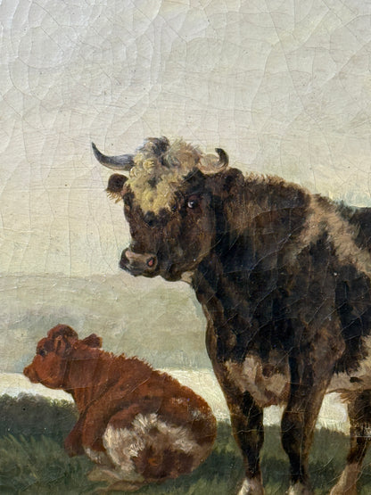 Attributed to Leendert De Koningh Cattle Watering Oil on Canvas
