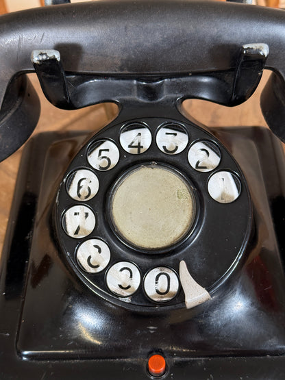 Close-up of an old-fashioned rotary phone dial