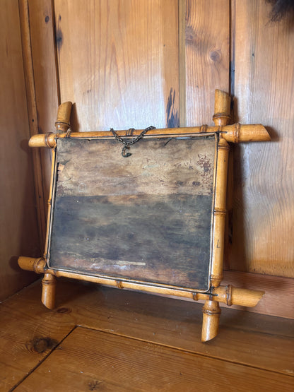 Back of a Vintage wooden mirror