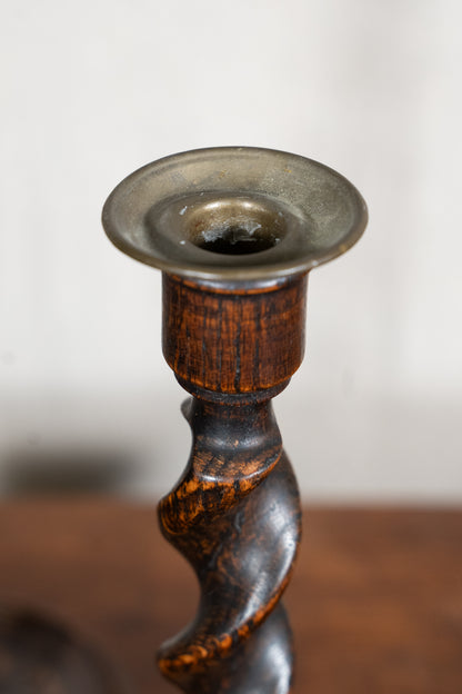 Oak Barley Twist Candlesticks