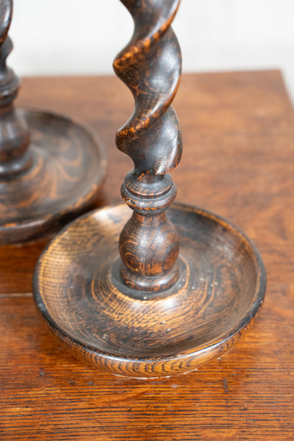 Oak Barley Twist Candlesticks