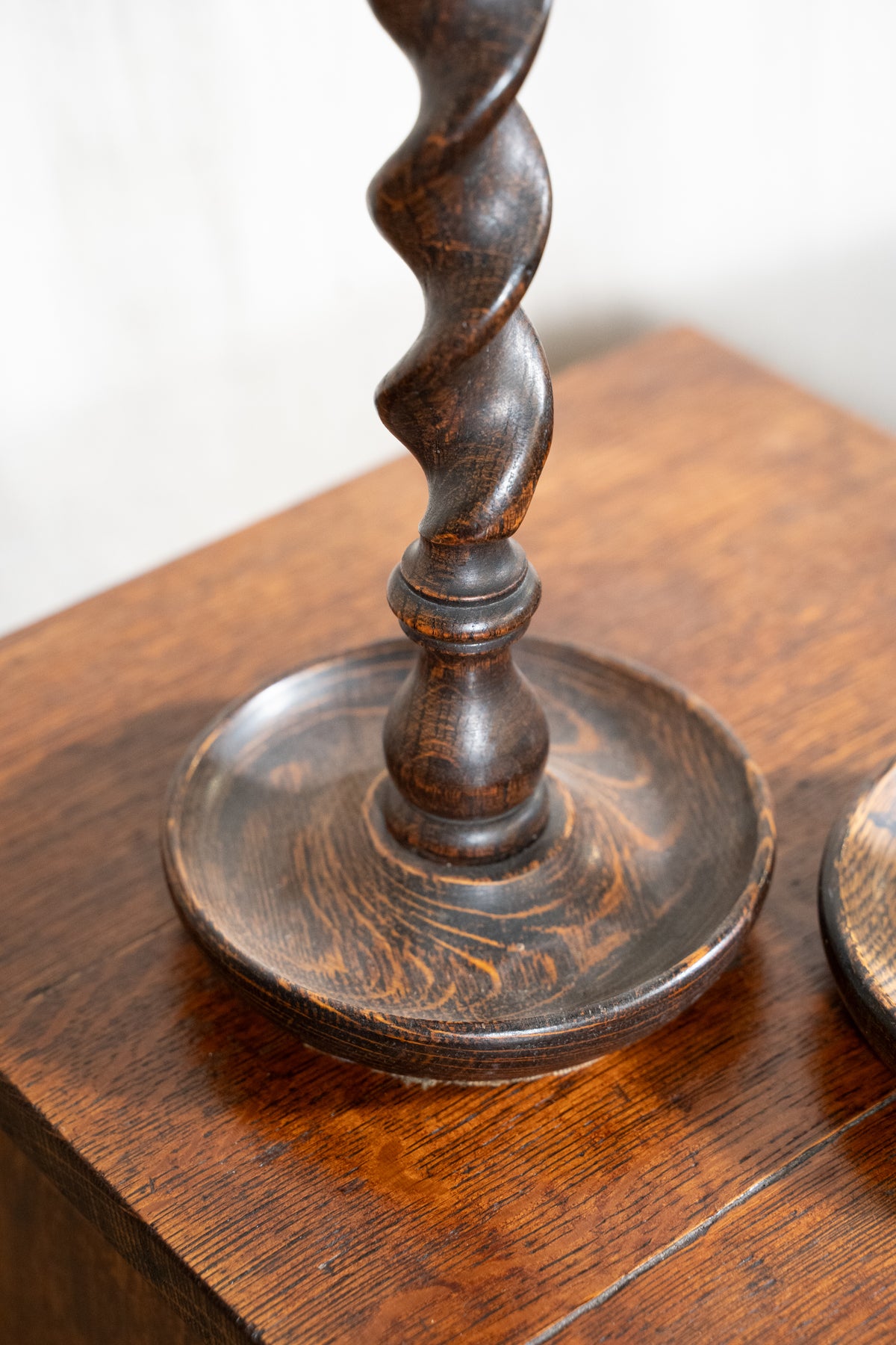 Oak Barley Twist Candlesticks