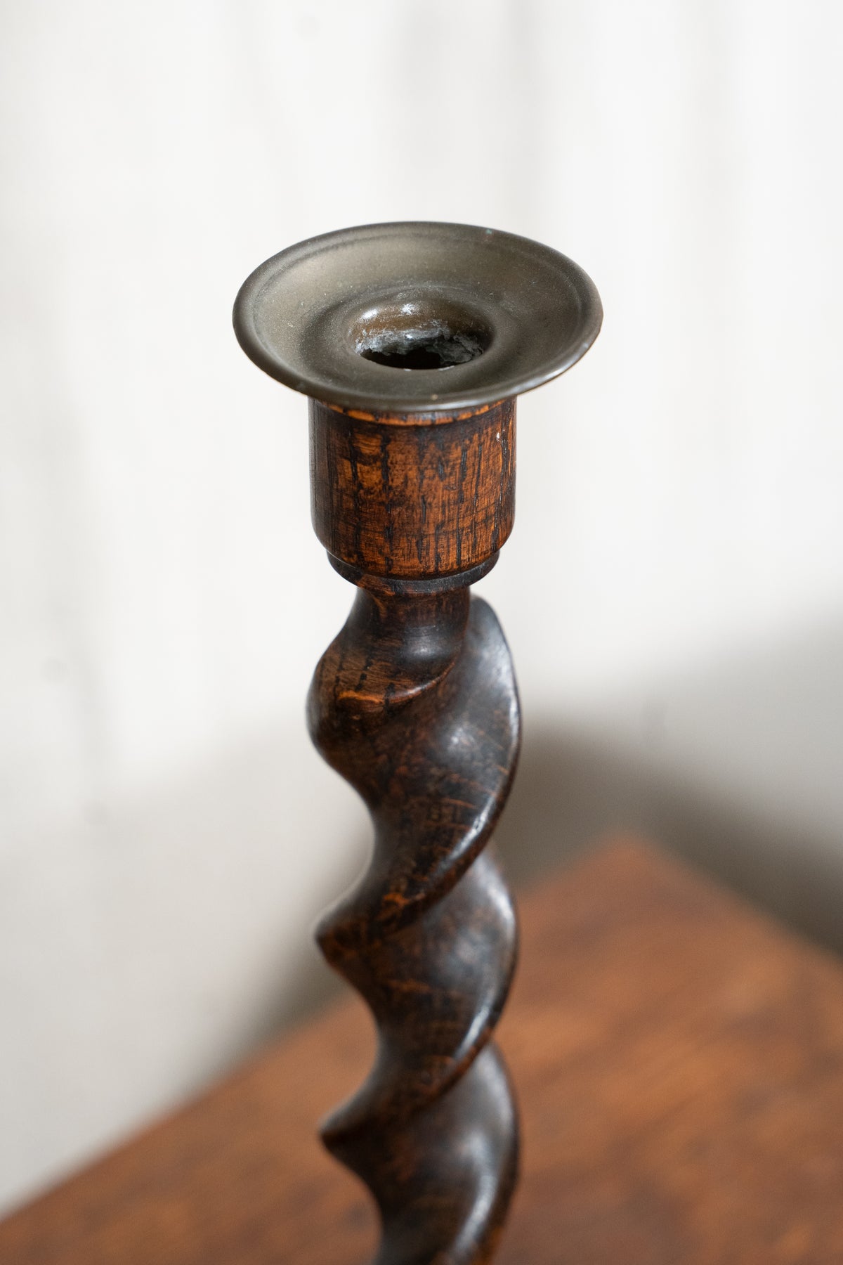 Oak Barley Twist Candlesticks