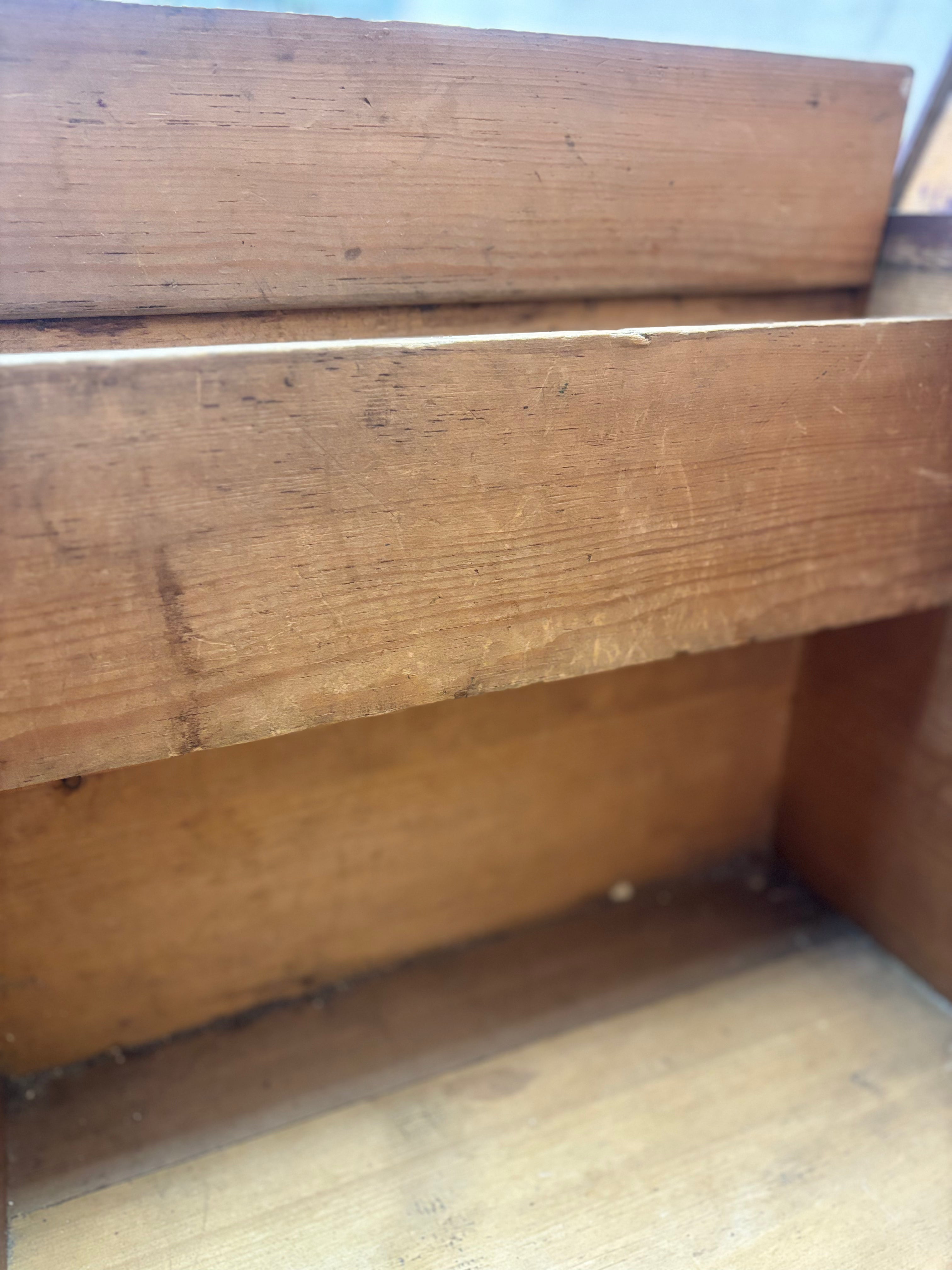 Close-up of a wooden box with visible grain and texture