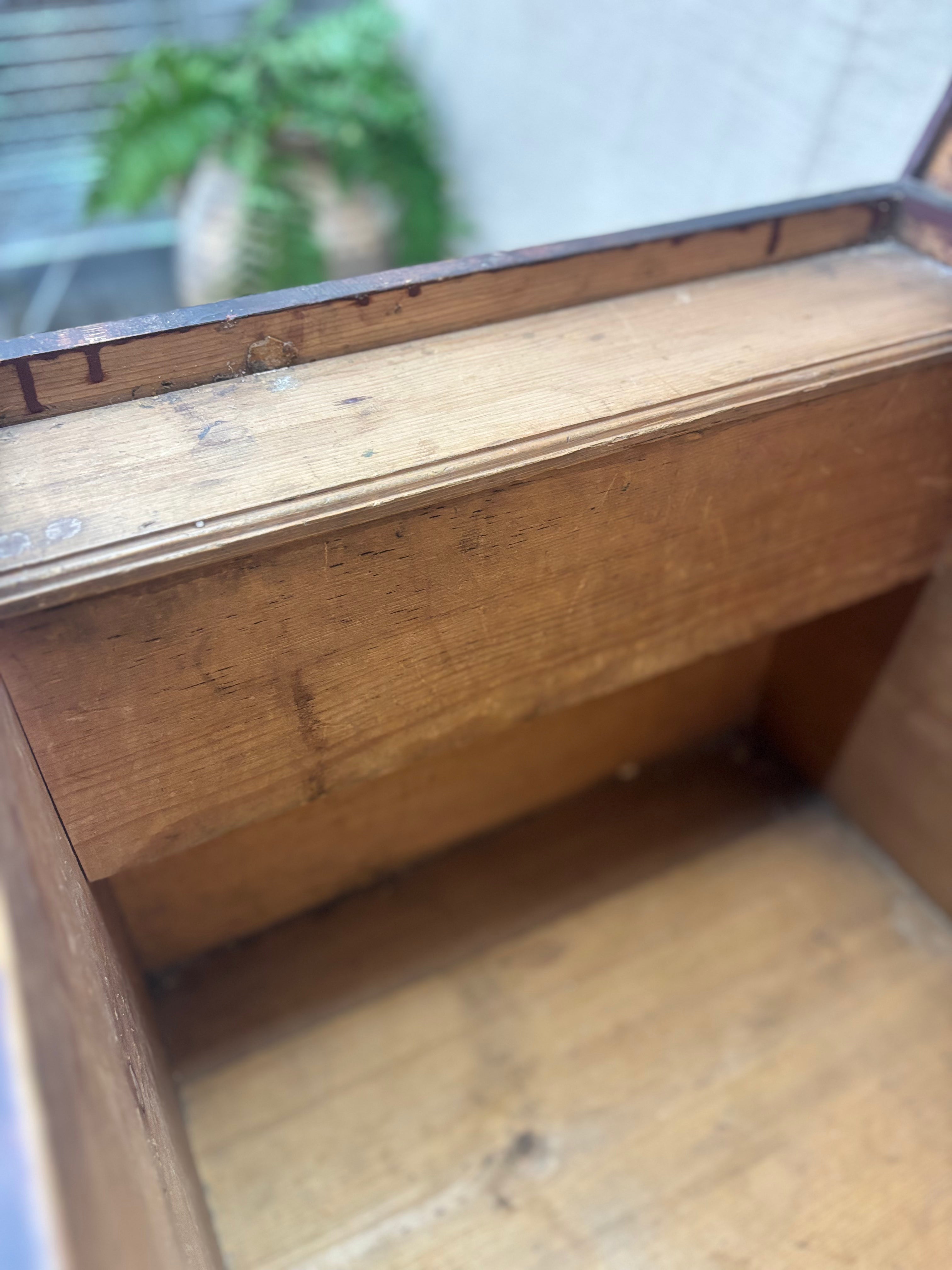 Close-up of a wooden box with a blurred background