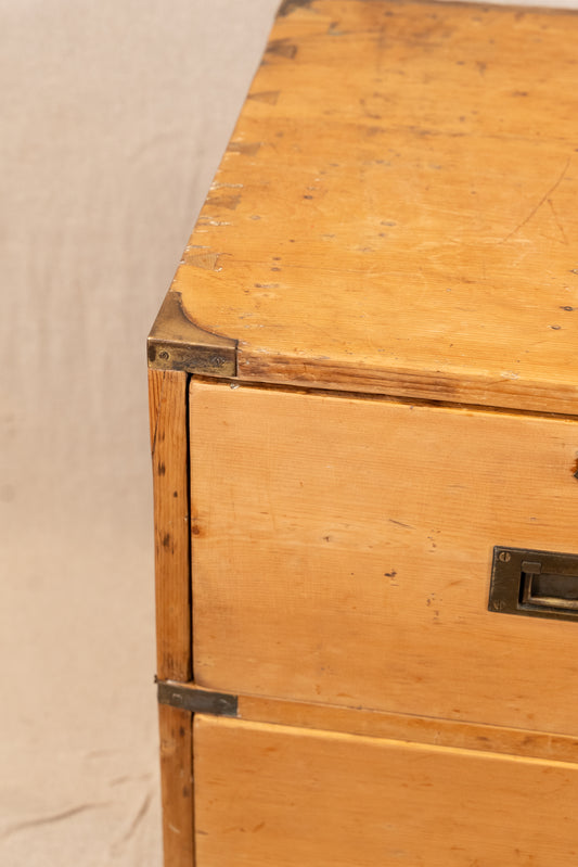 A military campaign pine chest of drawers 