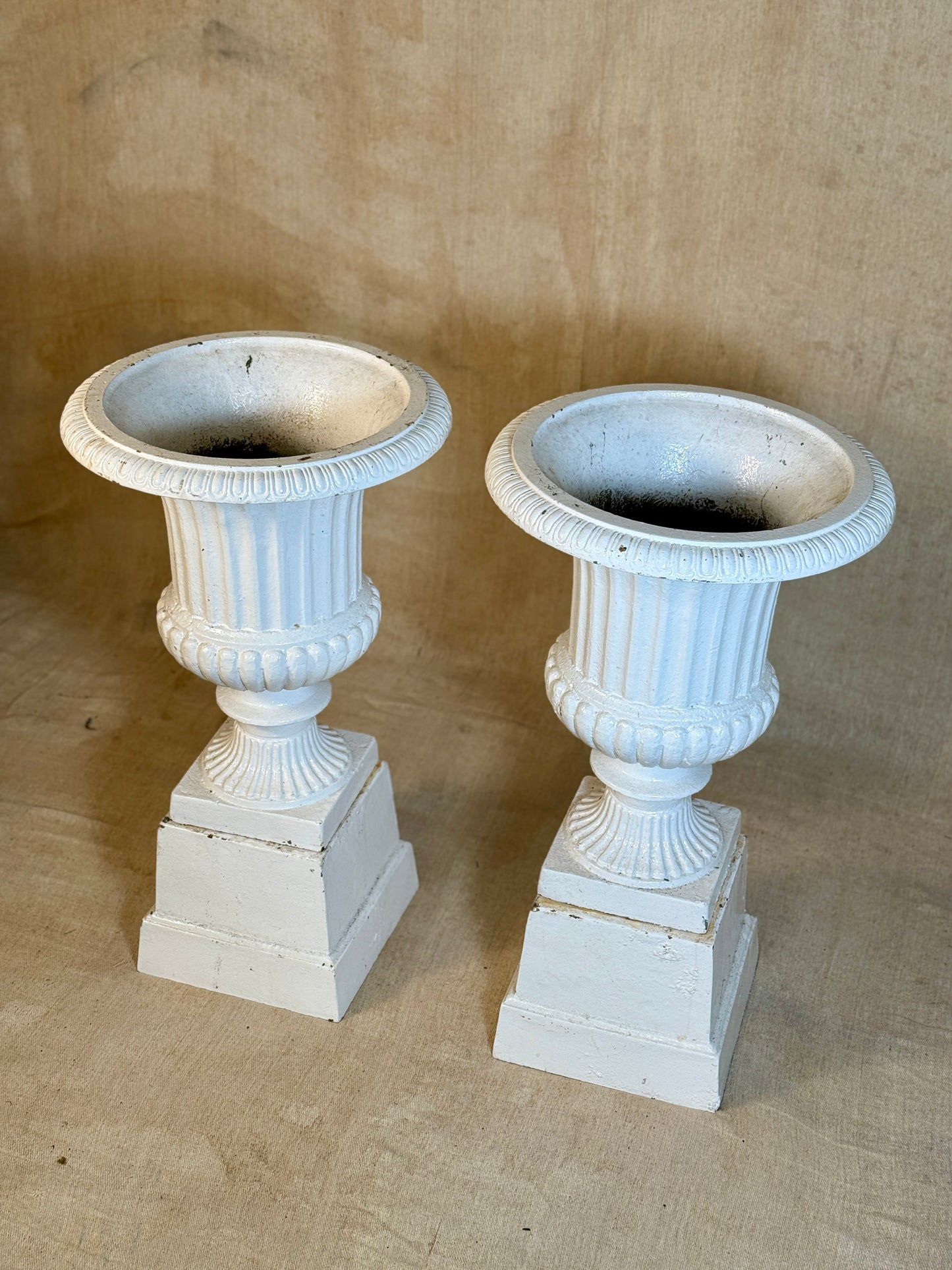 Cast Iron Garden Urns on Plinths