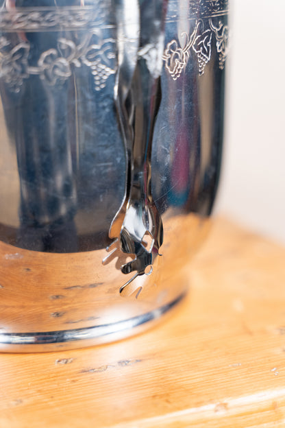 Chrome Ice Bucket & Tongs, Mid-Century