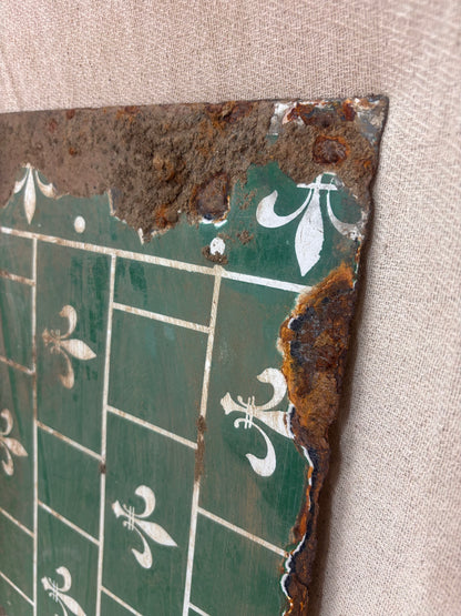 Rustic corner of a tiled surface with decorative elements on a beige background