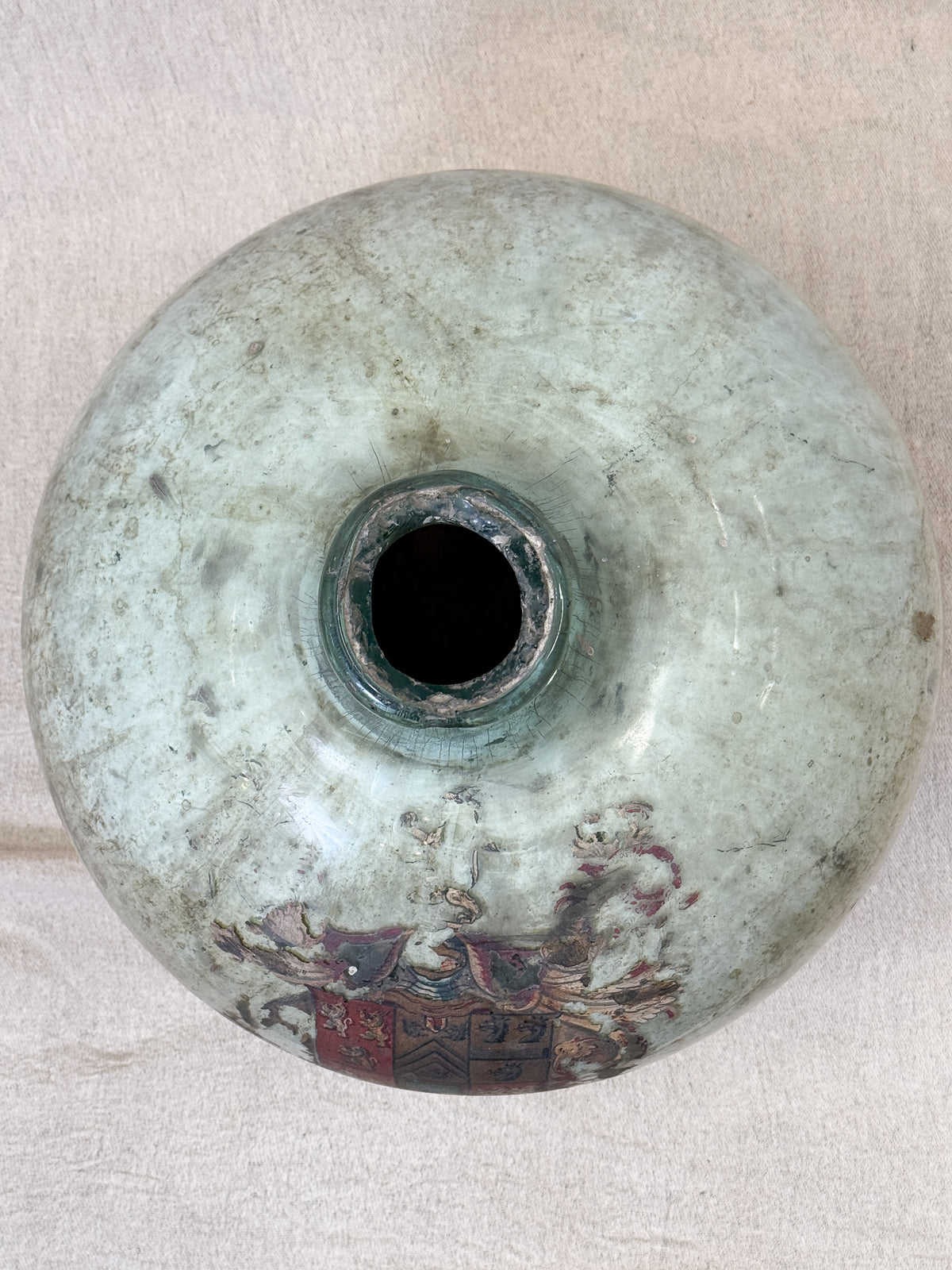 19th Century Green Glass Carboy with Pauncefote Armorial