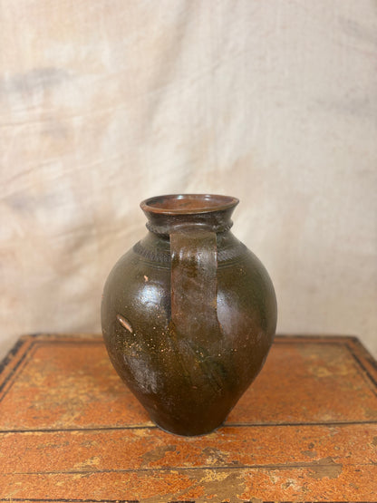 olive green ceramic amphora vase 