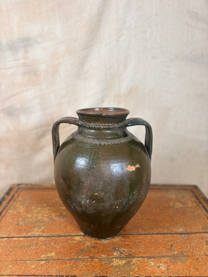 olive green ceramic amphora vase 