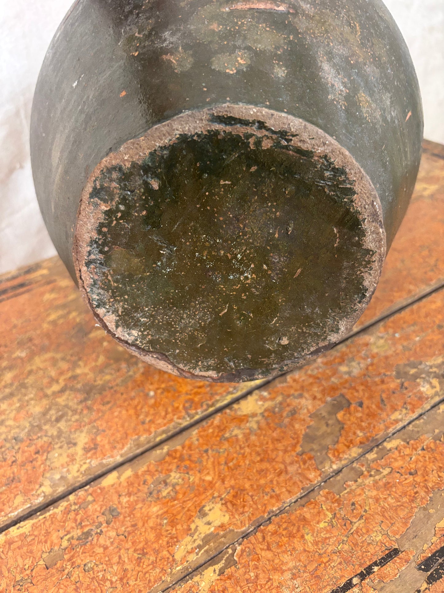 olive green ceramic amphora vase 
