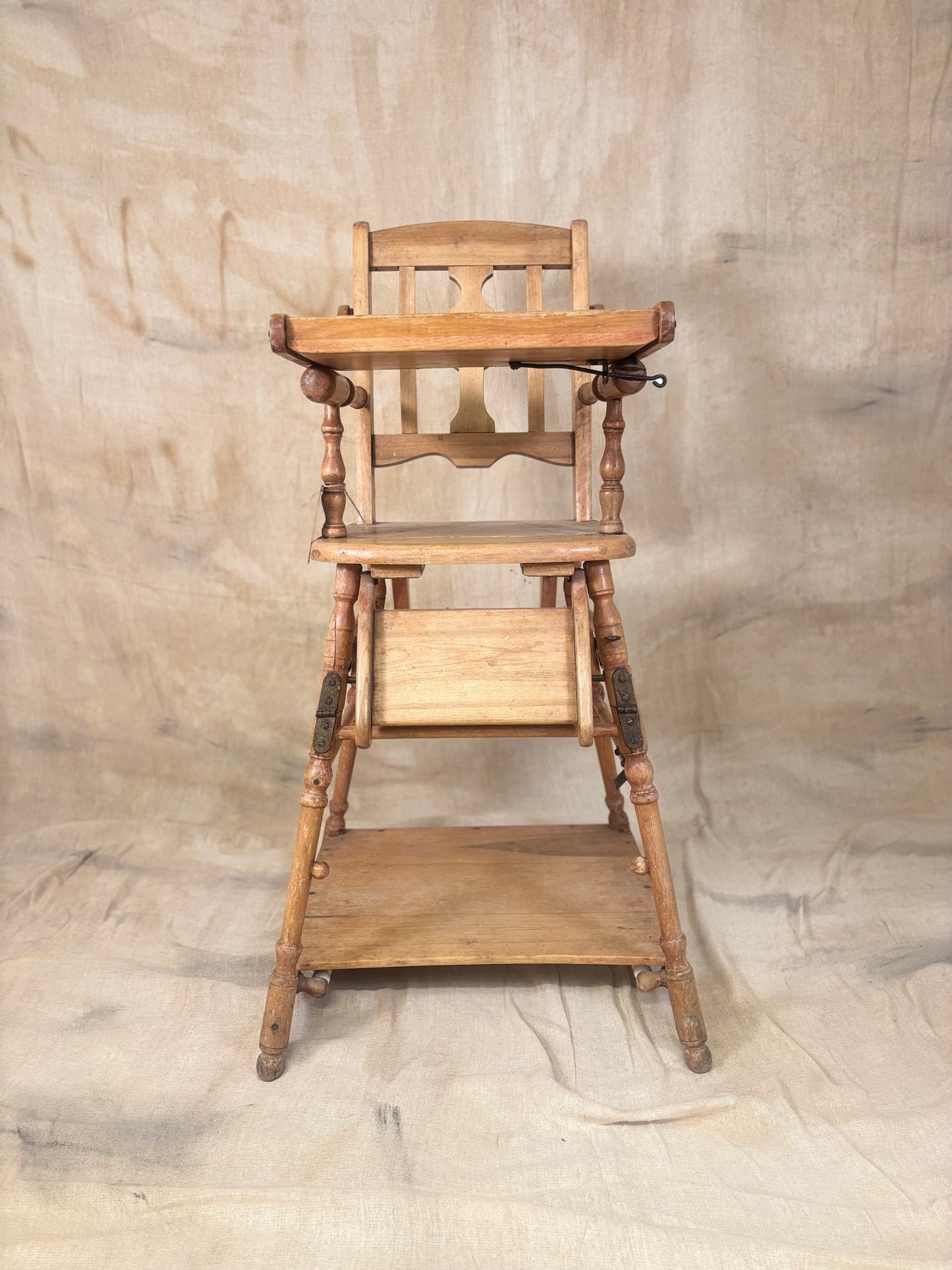Metamorphic Wooden High Chair | Antique Convertible Nursery Chair