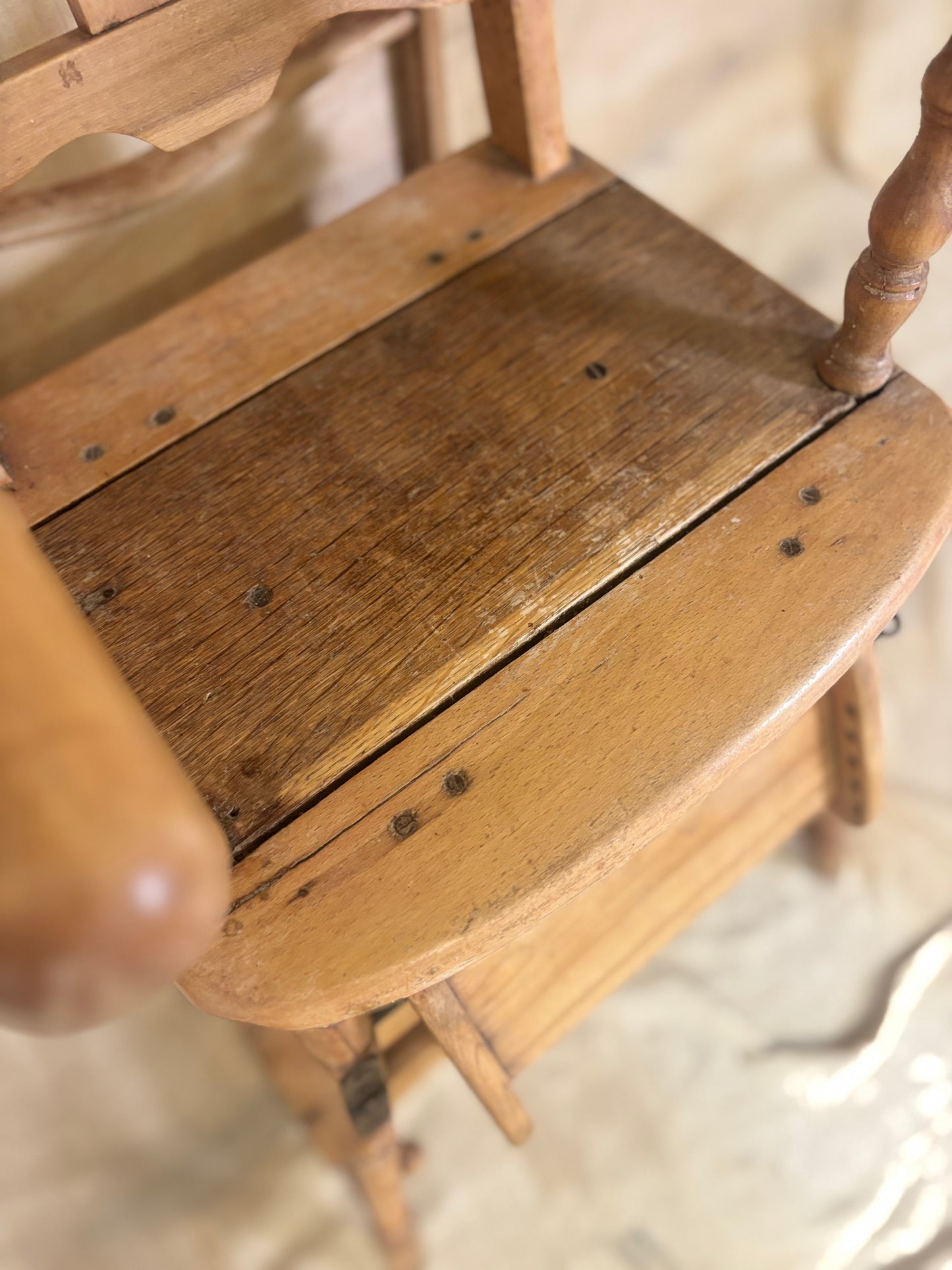 Metamorphic Wooden High Chair | Antique Convertible Nursery Chair
