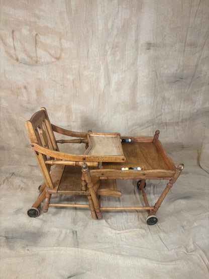 Metamorphic Wooden High Chair | Antique Convertible Nursery Chair