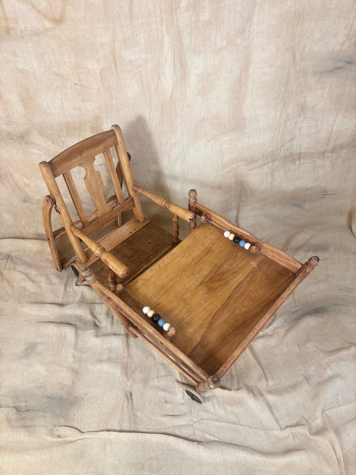 Metamorphic Wooden High Chair | Antique Convertible Nursery Chair
