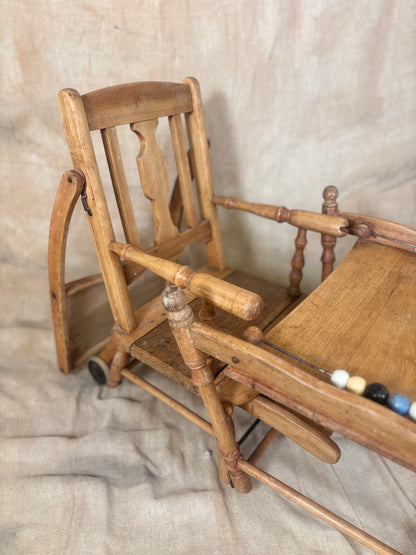 Metamorphic Wooden High Chair | Antique Convertible Nursery Chair