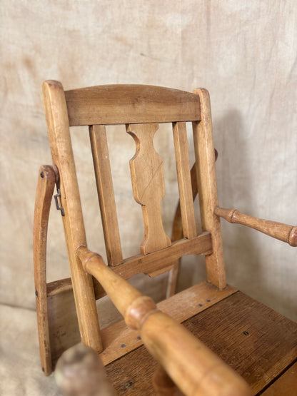 Metamorphic Wooden High Chair | Antique Convertible Nursery Chair