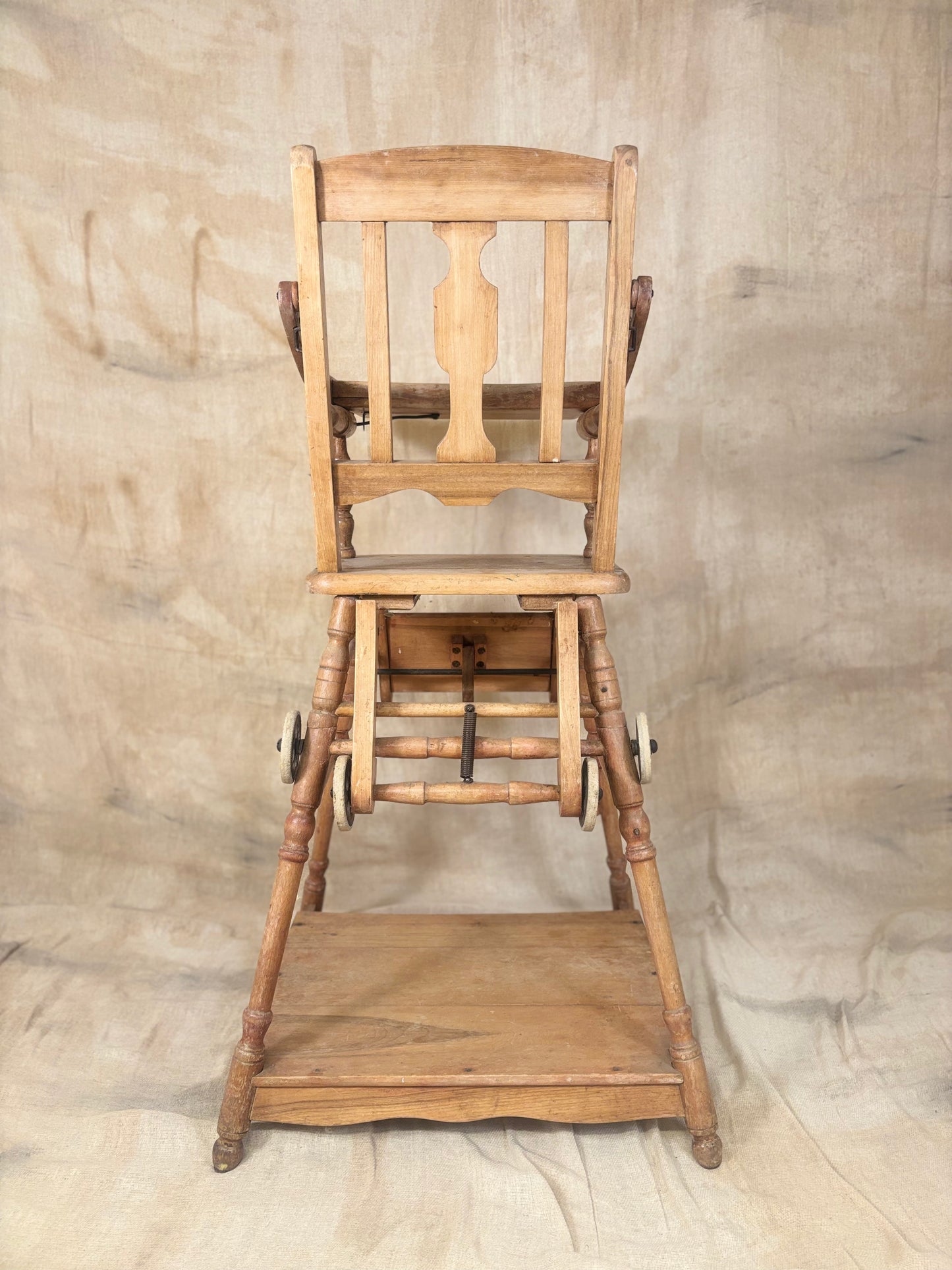 Metamorphic Wooden High Chair | Antique Convertible Nursery Chair