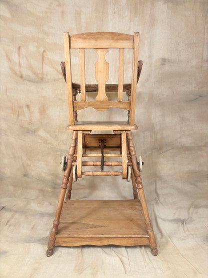 Metamorphic Wooden High Chair | Antique Convertible Nursery Chair