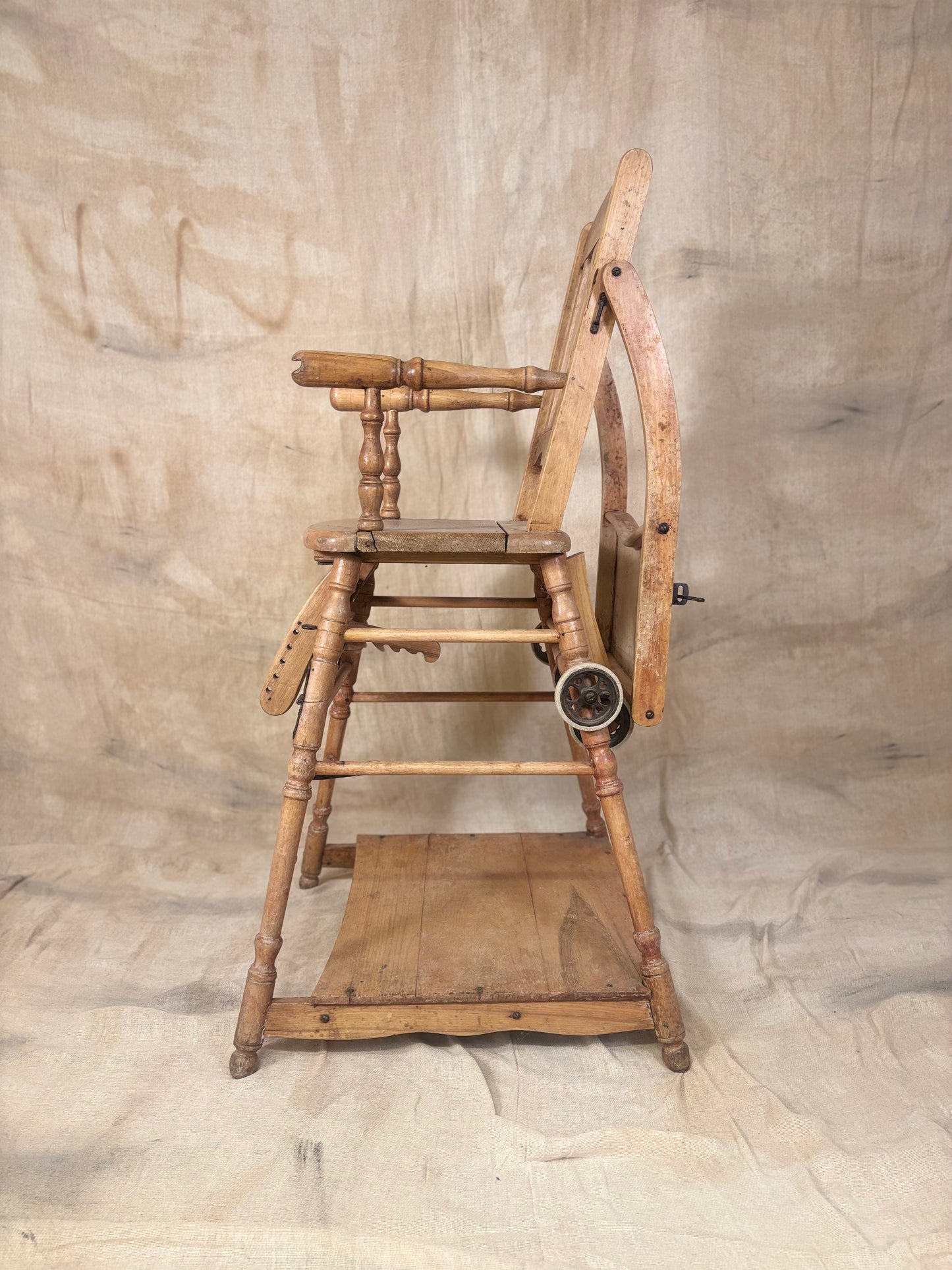 Metamorphic Wooden High Chair | Antique Convertible Nursery Chair
