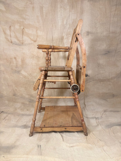 Metamorphic Wooden High Chair | Antique Convertible Nursery Chair