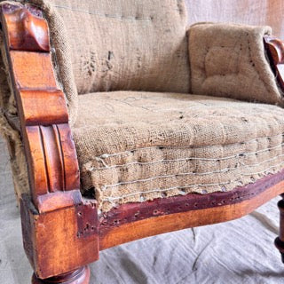 Victorian Armchair in Original Hessian