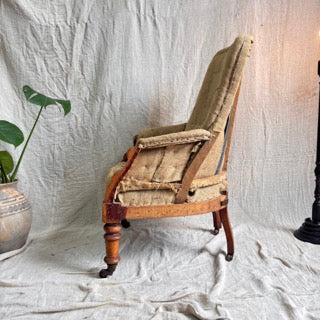 Victorian Armchair in Original Hessian