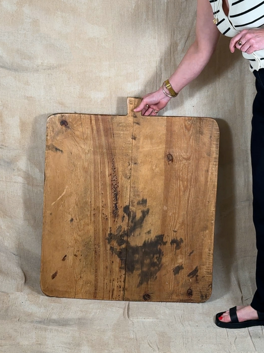 Large Antique Square Wooden Serving Board With Rounded Corners