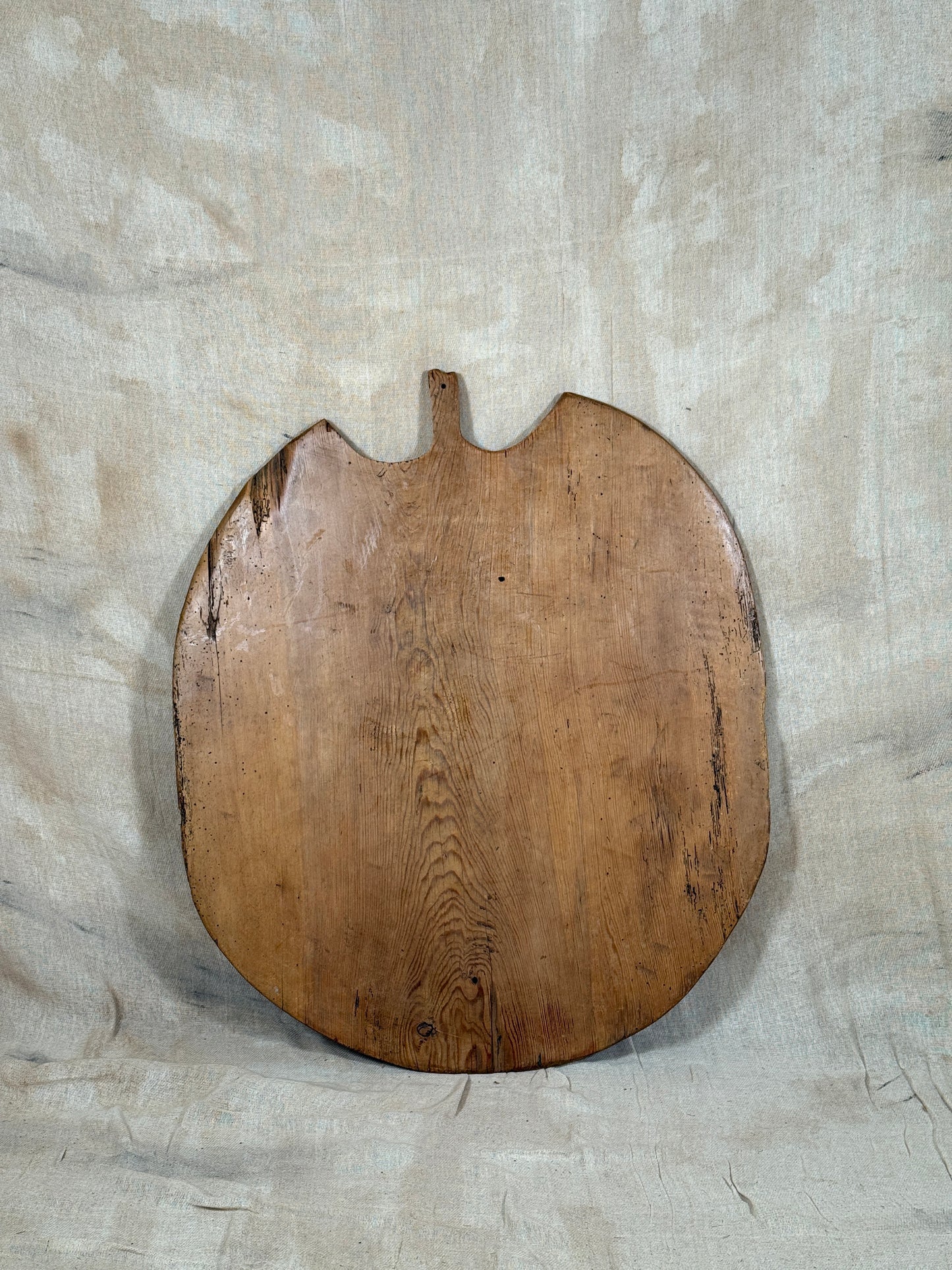 Large Antique Oval Wooden Serving Board With Cut Out Handle
