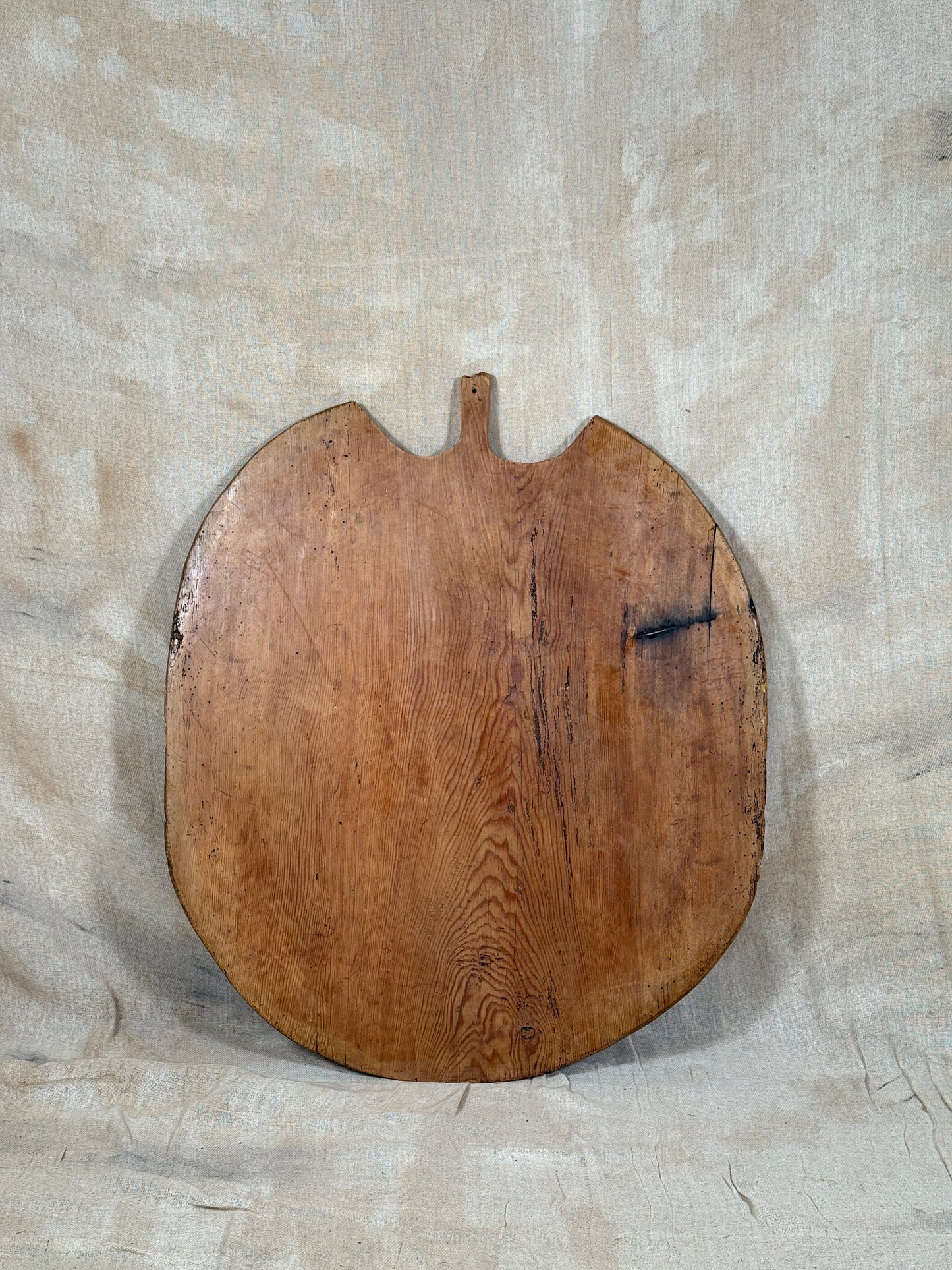 Large Antique Oval Wooden Serving Board With Cut Out Handle