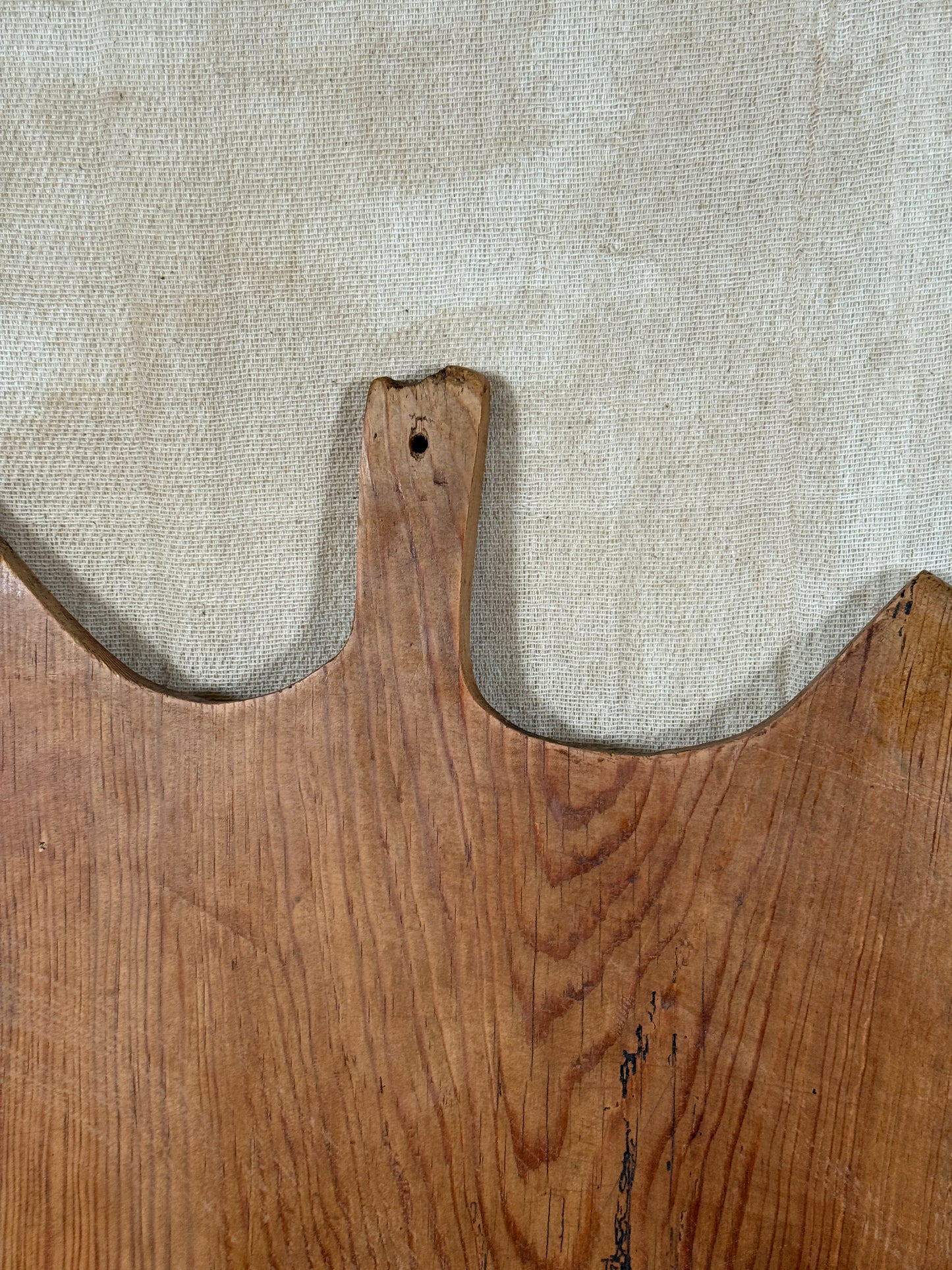 Large Antique Oval Wooden Serving Board With Cut Out Handle