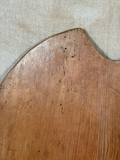 Large Antique Oval Wooden Serving Board With Cut Out Handle