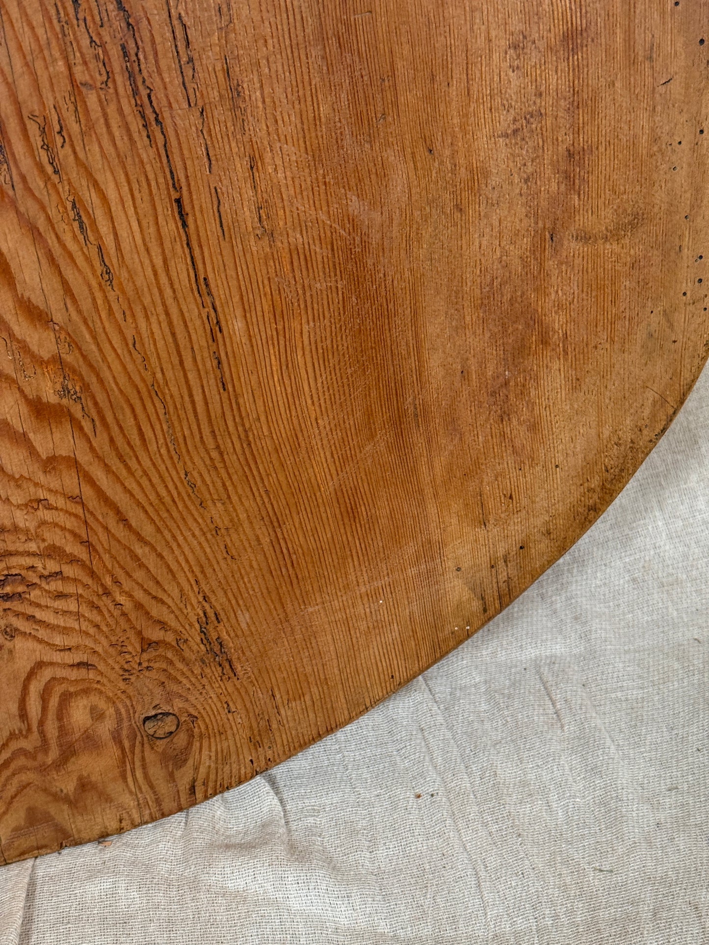 Large Antique Oval Wooden Serving Board With Cut Out Handle
