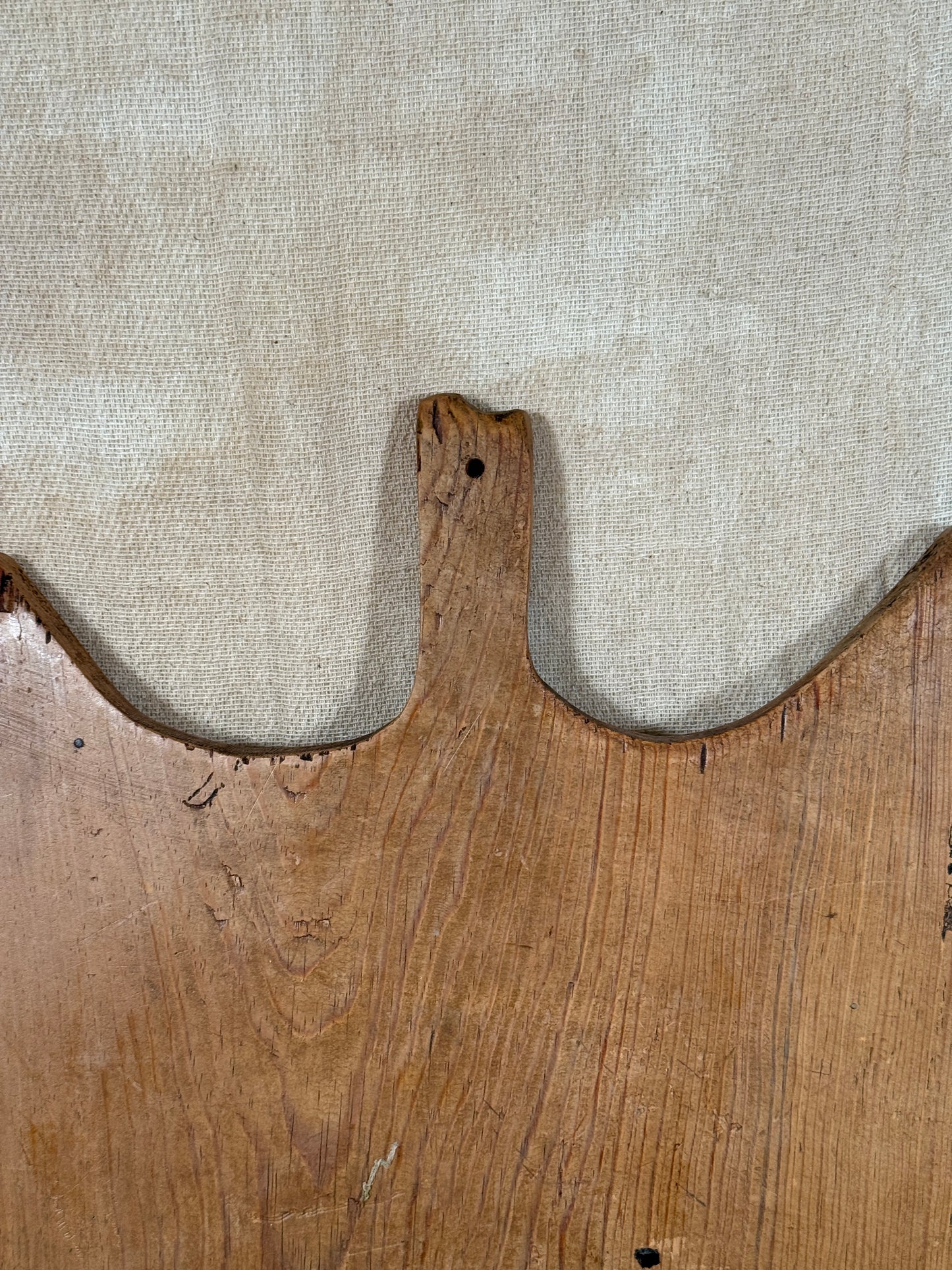 Large Antique Oval Wooden Serving Board With Cut Out Handle