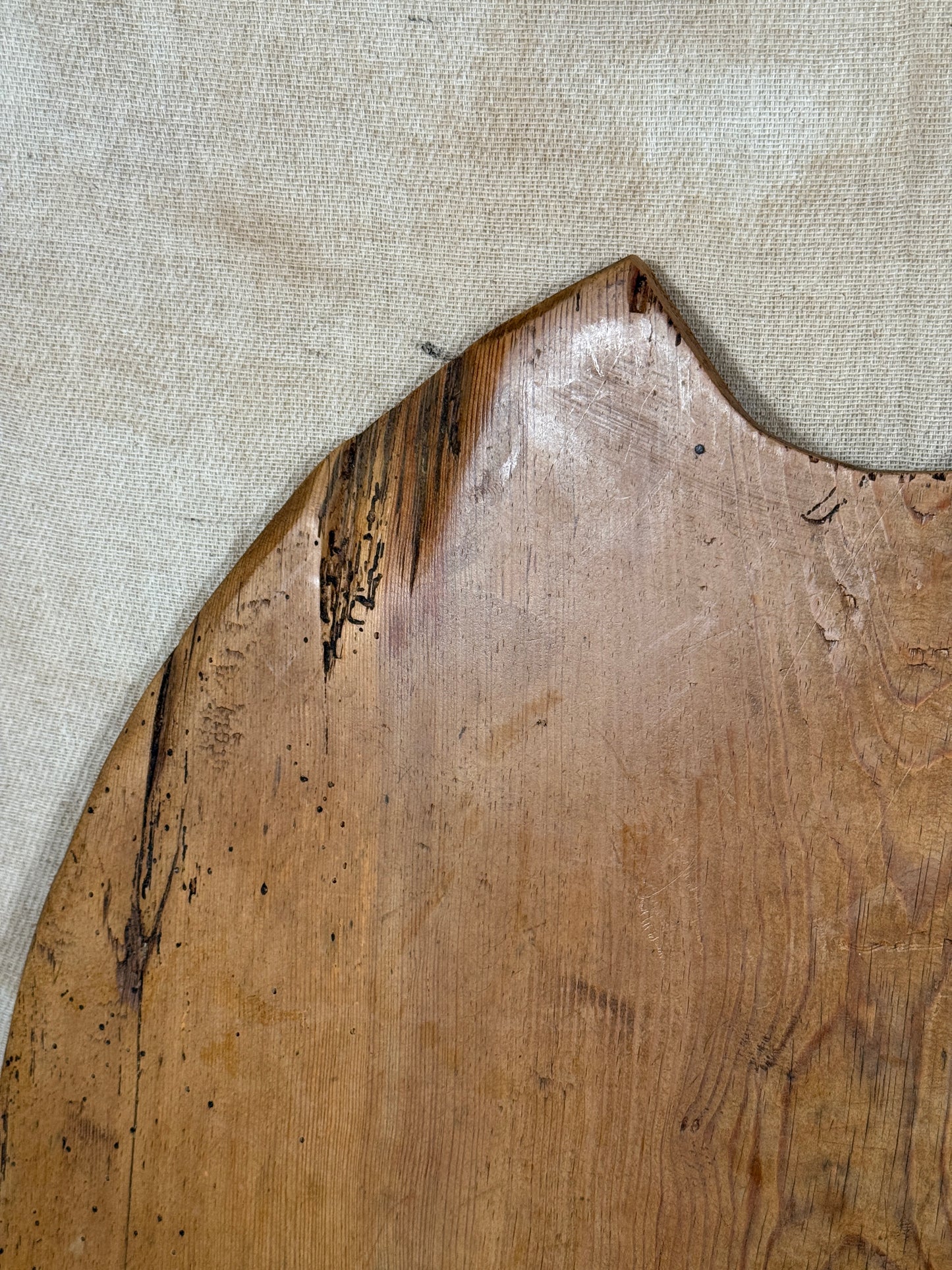 Large Antique Oval Wooden Serving Board With Cut Out Handle