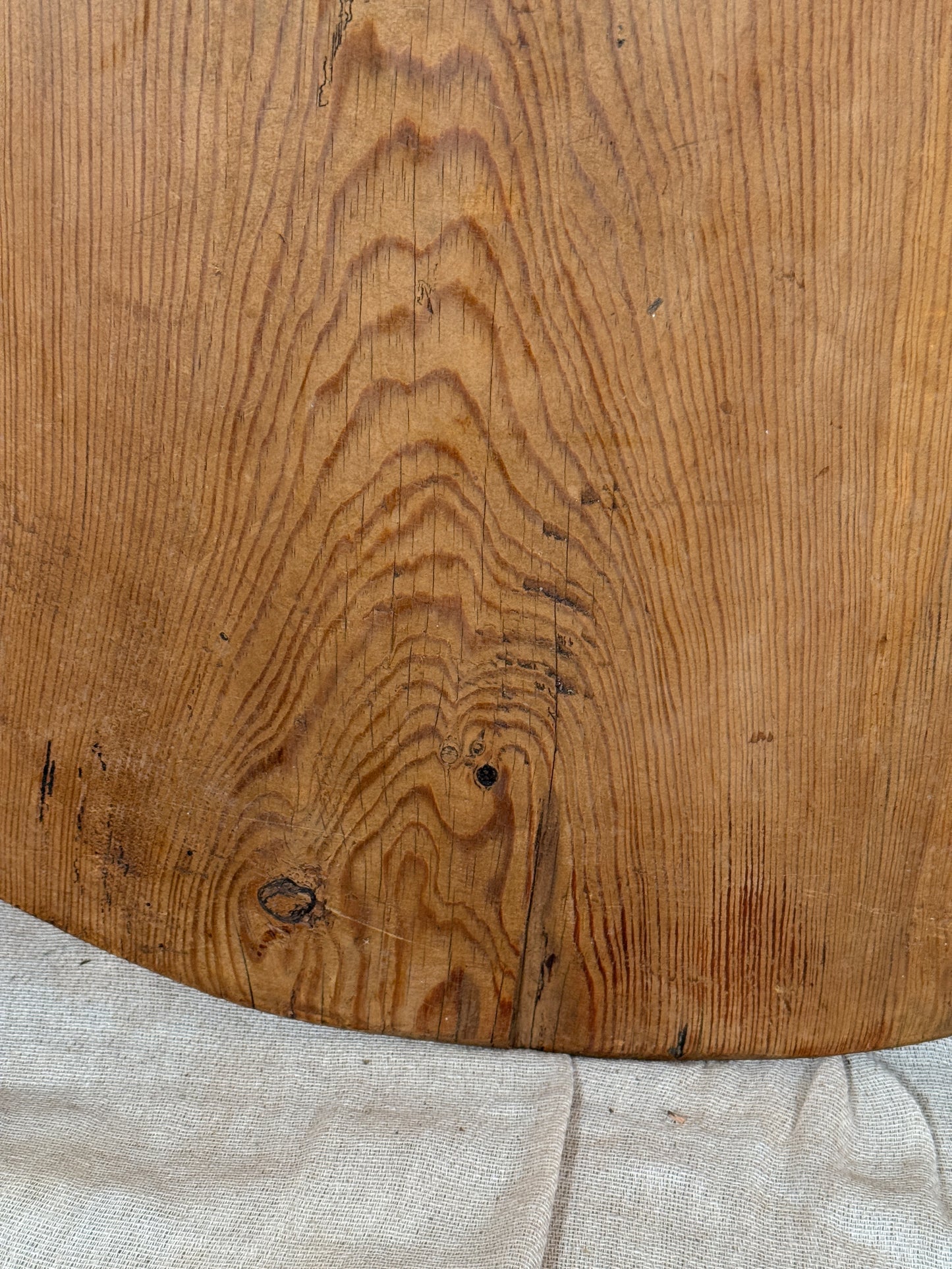 Large Antique Oval Wooden Serving Board With Cut Out Handle