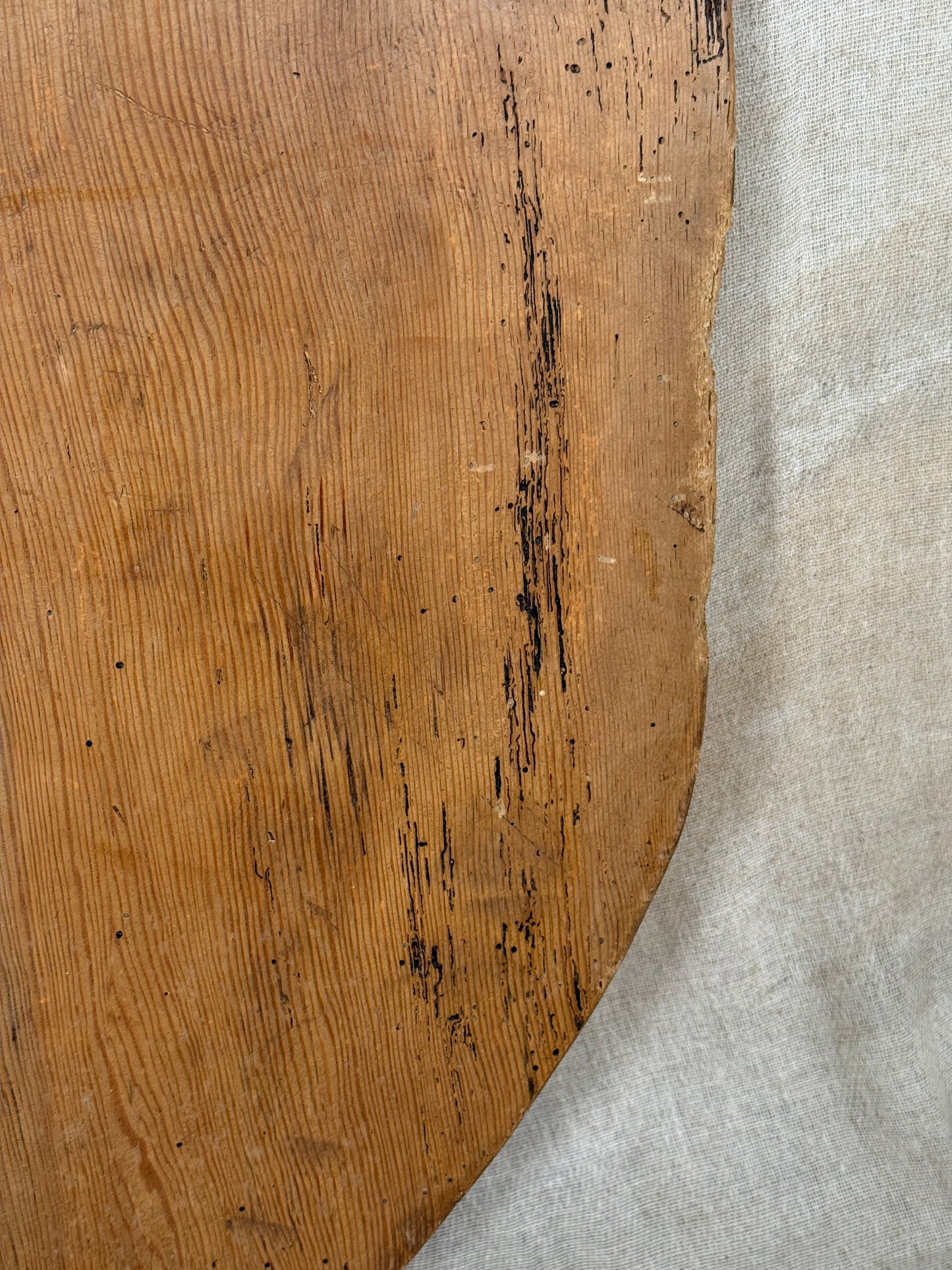 Large Antique Oval Wooden Serving Board With Cut Out Handle