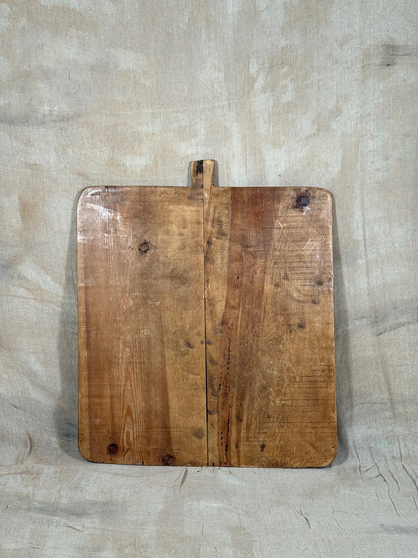 Large Antique Square Wooden Serving Board With Rounded Corners